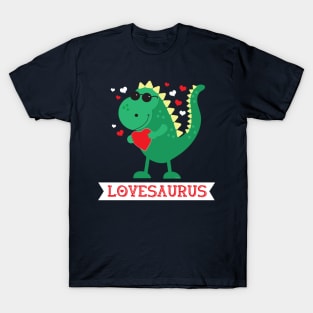 LOVESAURUS Dinosaur Cute Valentines Day Heart Love T-Shirt
